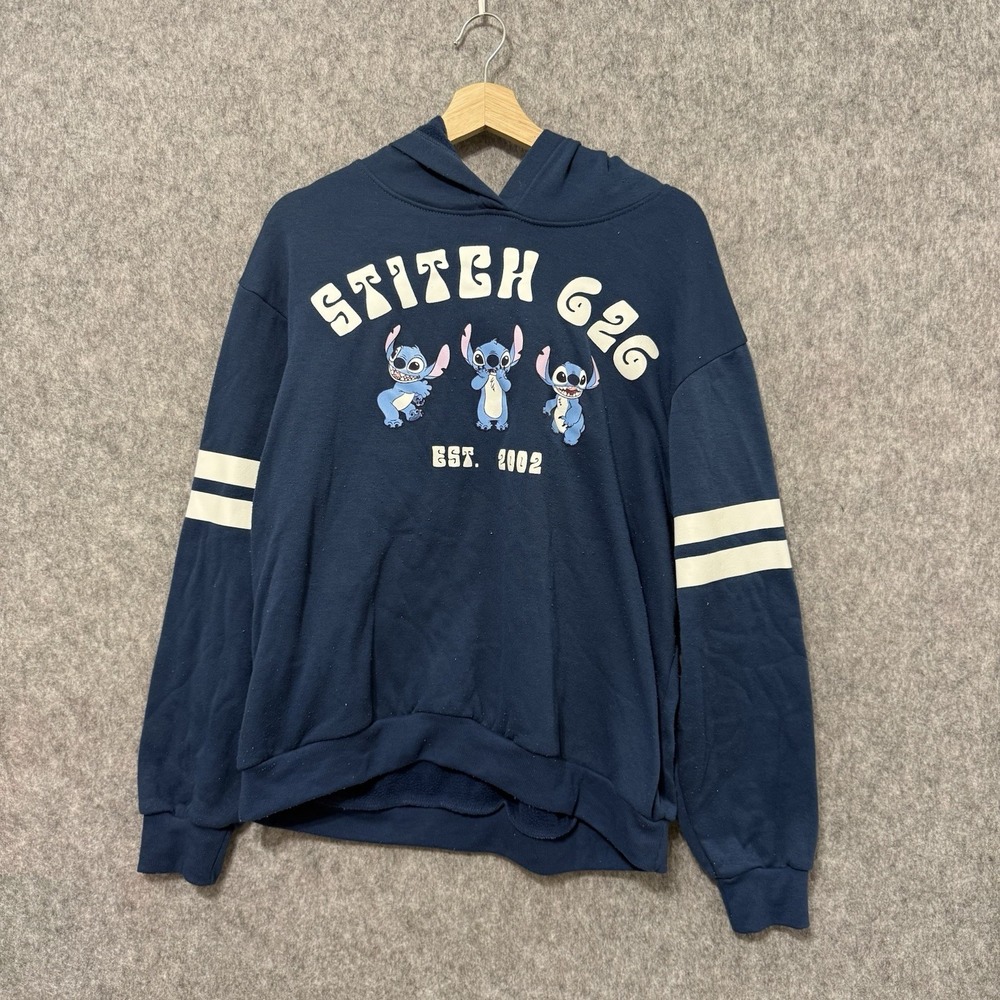 Disney Stitch Hoodie‎ Women Large Navy Blue Lilo & Stitch 626 Graphic Pullover L